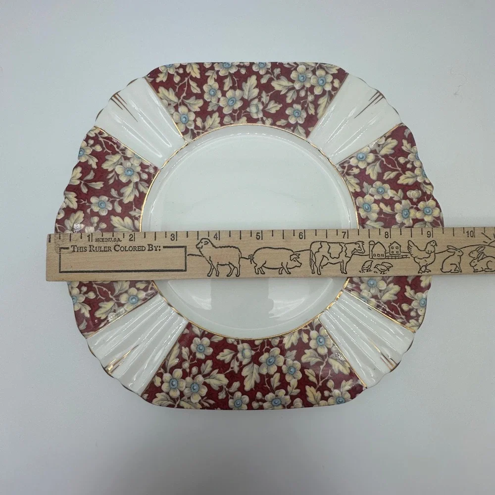 Royal Albert Brocade Art Deco Serving Plate Square Scalloped Floral Platter